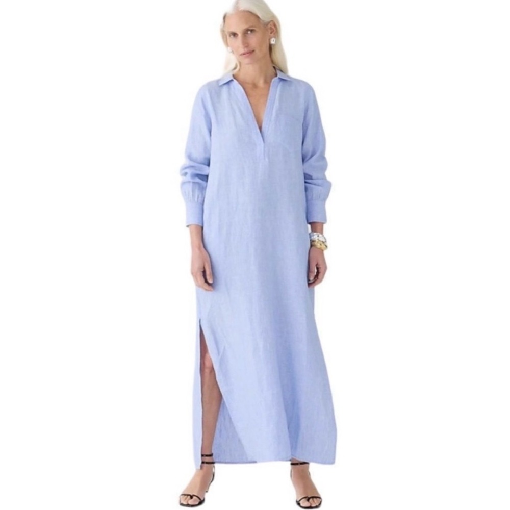 J. Crew Bungalow Maxi Popover Dress in Linen